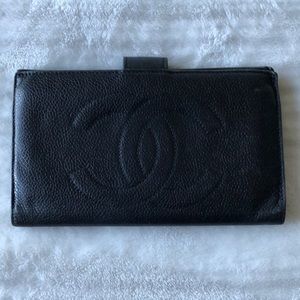 Chanel Vintage Black Large Timeless Snap Wallet